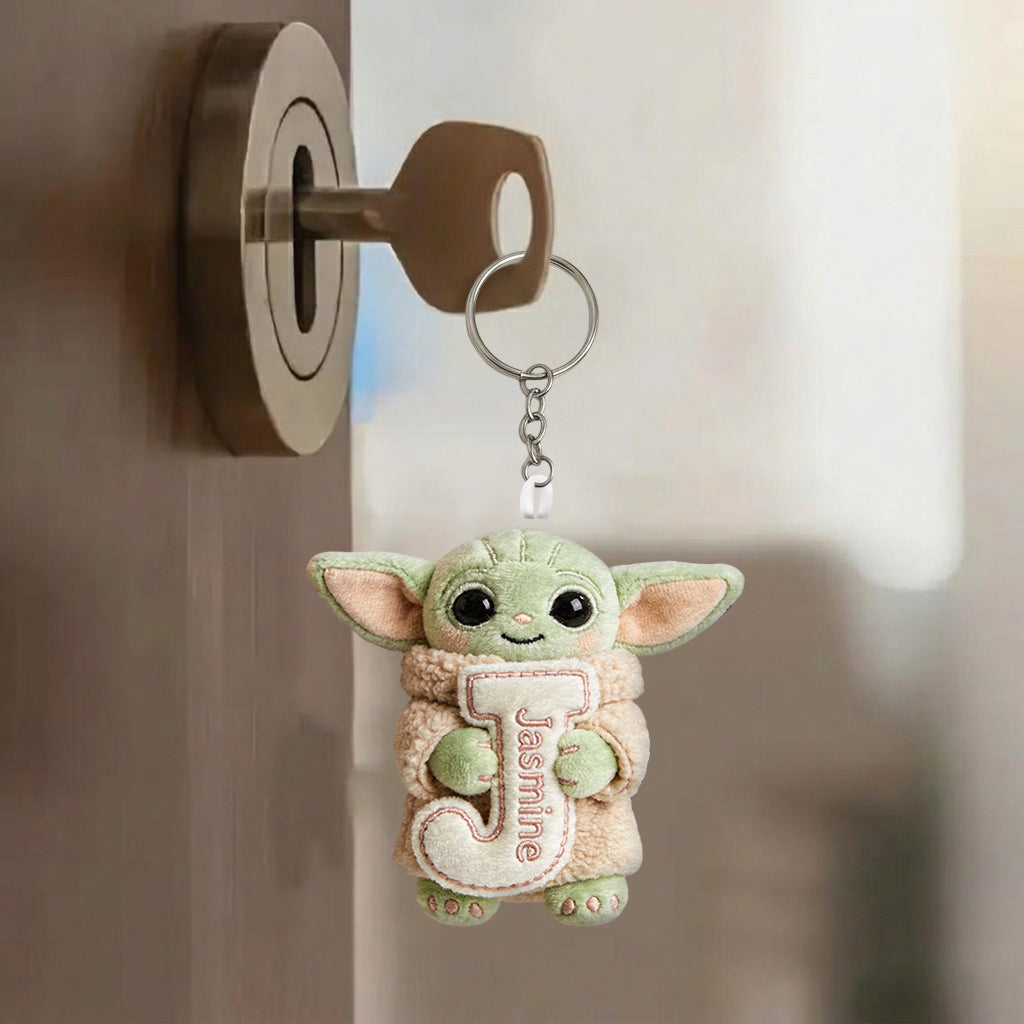 Cute Initial Letter Summer Vibe - Personalized The Force Plush Keychain