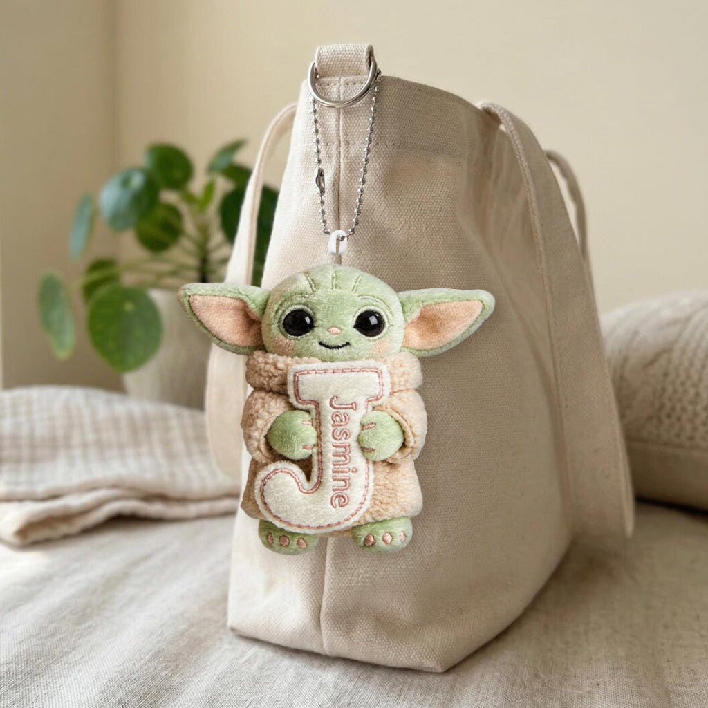 Cute Initial Letter Summer Vibe - Personalized The Force Plush Keychain