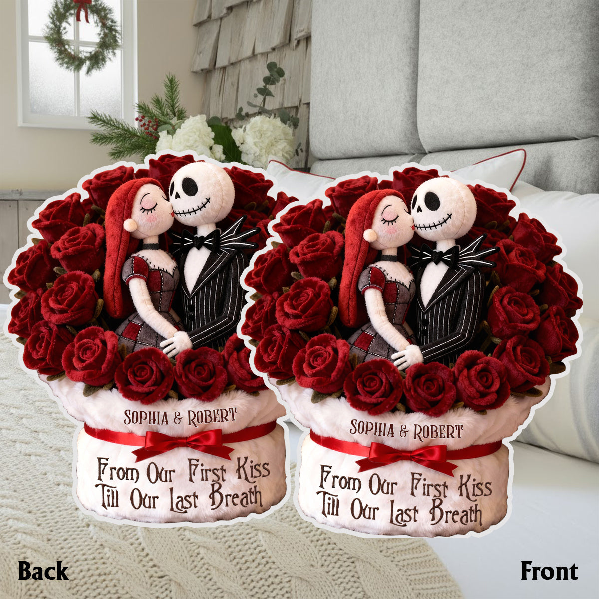 From Our First Kiss - Personalized Nightmare Faux Fur Shaped Pillow