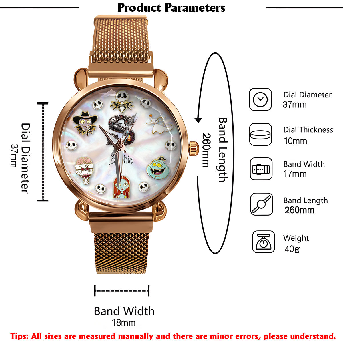 Dark Letters - Personalized Nightmare Women Hand Watch