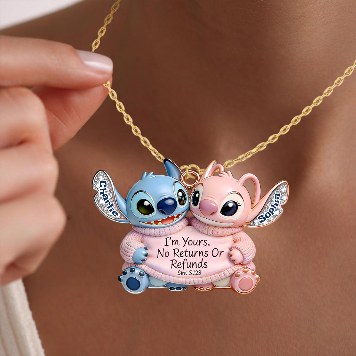 I'm Yours - Personalized Ohana Shaped Metal Pendant Necklace