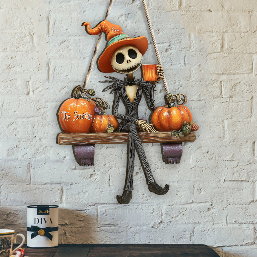 Hello Fall - Personalized Nightmare Custom Shaped Wood Sign