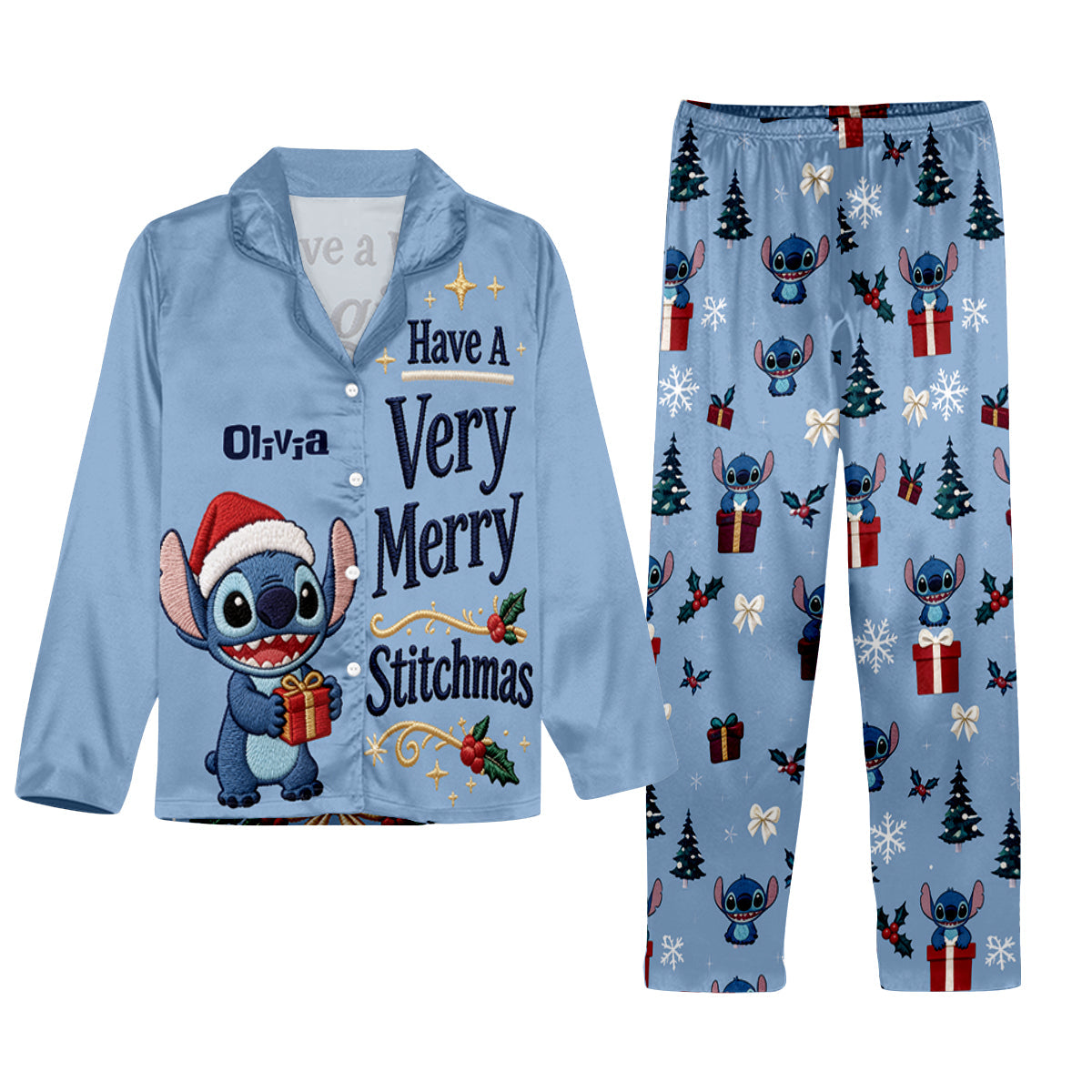 Have A Very Merry Stitchmas - Personalized Ohana Button Down Pajamas