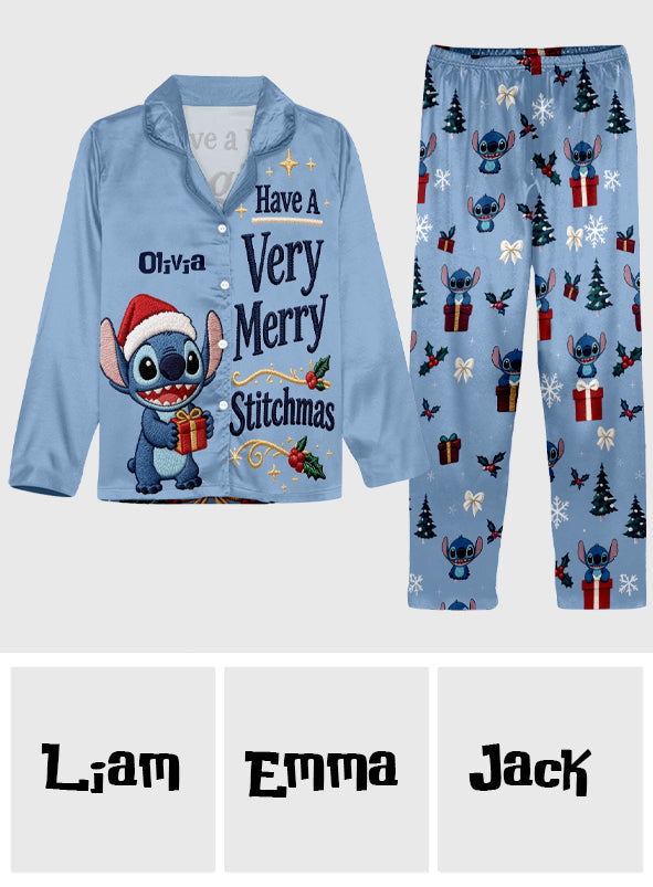 Have A Very Merry Stitchmas - Personalized Ohana Button Down Pajamas