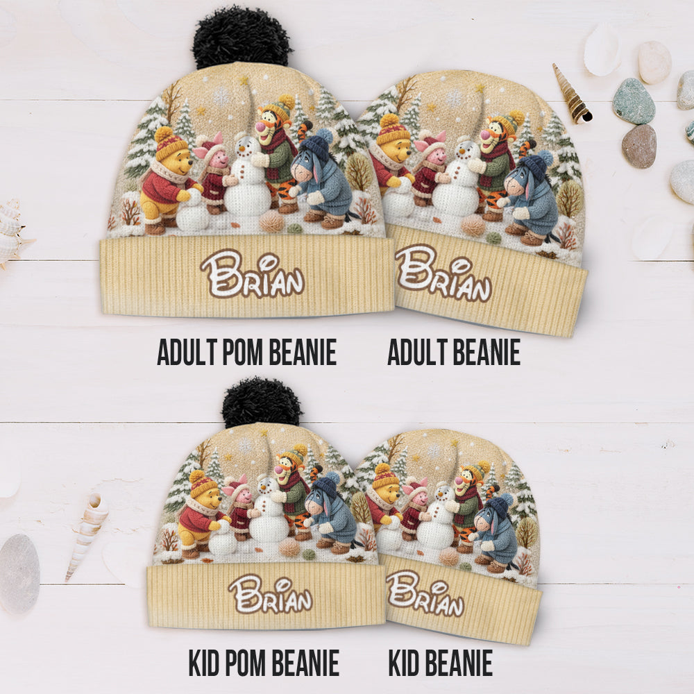 Snow Much Fun Together - Personalized Yellow Bear Beanie Hat