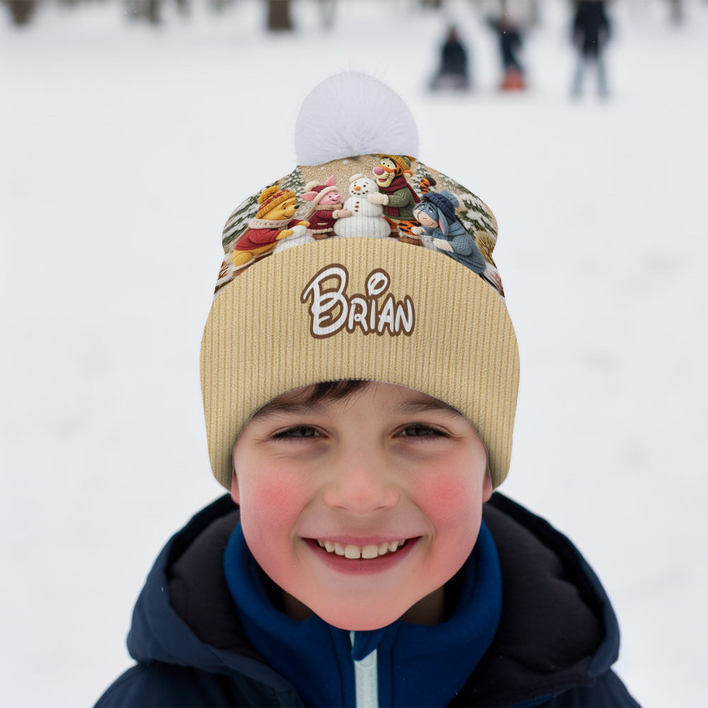 Snow Much Fun Together - Personalized Yellow Bear Beanie Hat