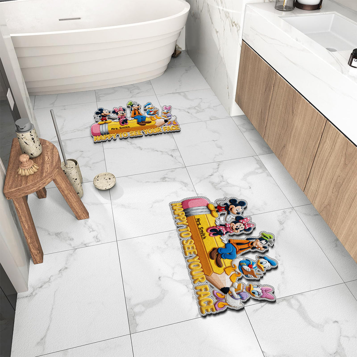 Happy To See Your Face - Personalized Mouse Non-Slip Tufted Rug