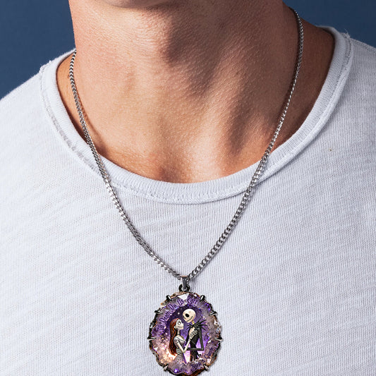Till Death Do Us Part - Personalized Nightmare Shaped Metal Pendant Necklace