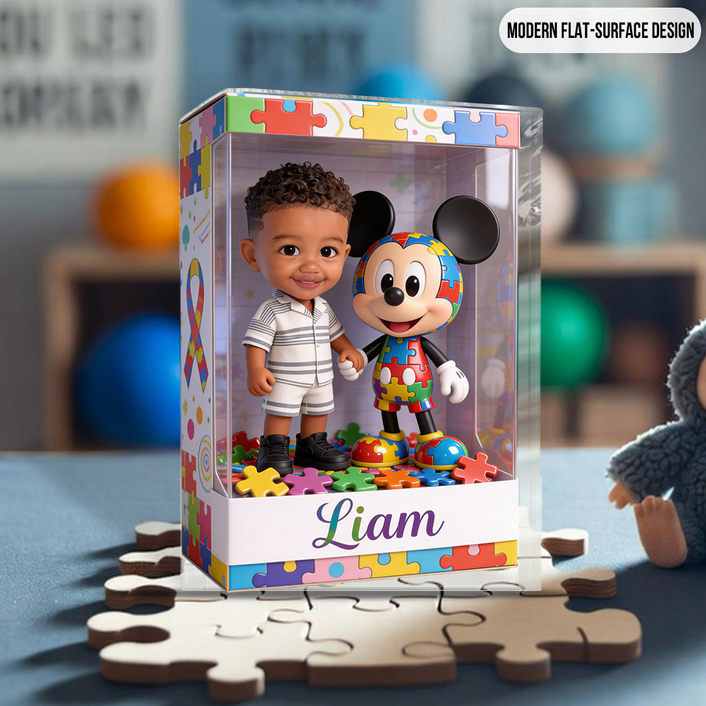 Autism Support Cartoon Puzzle Toy - Personalized Autism Awareness Custom Shaped Acrylic Plaque
