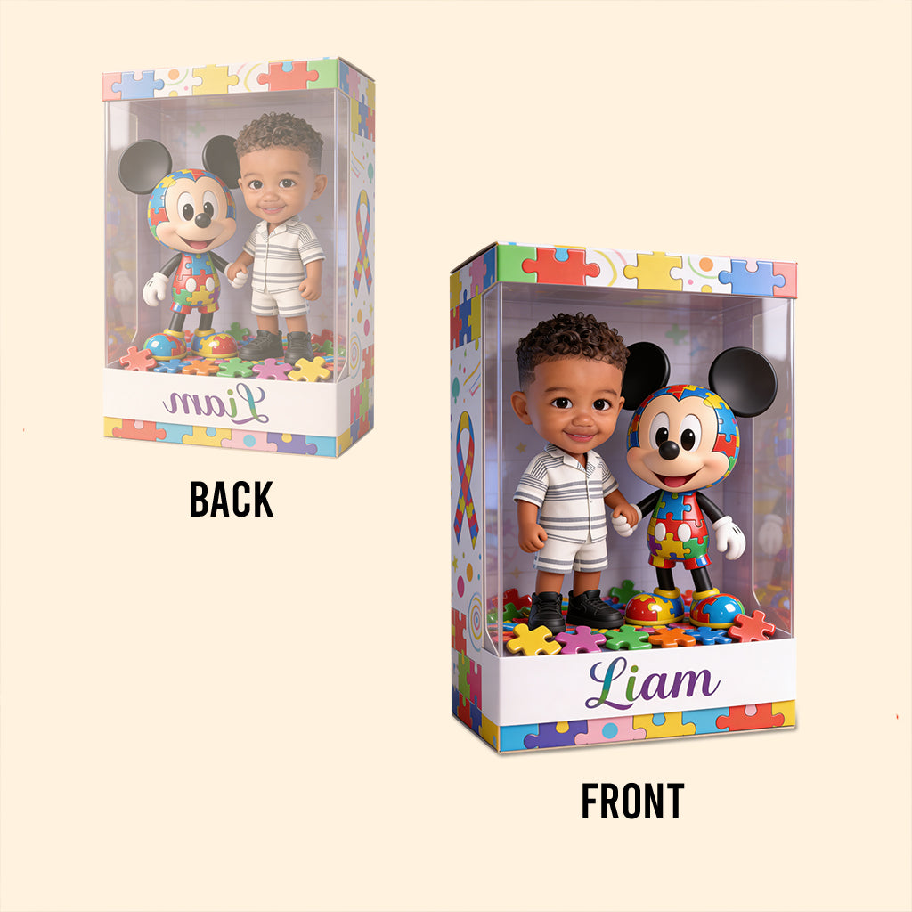 Autism Support Cartoon Puzzle Toy - Personalized Autism Awareness Custom Shaped Acrylic Plaque