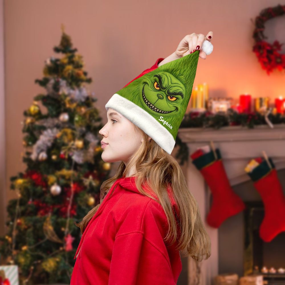 Green Monster Christmas Movie - Personalized Stole Christmas Santa Claus Hat