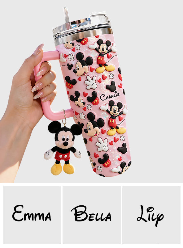 Cartoon Magical Mouse - Personalized Mouse Tumbler With Plush Charm