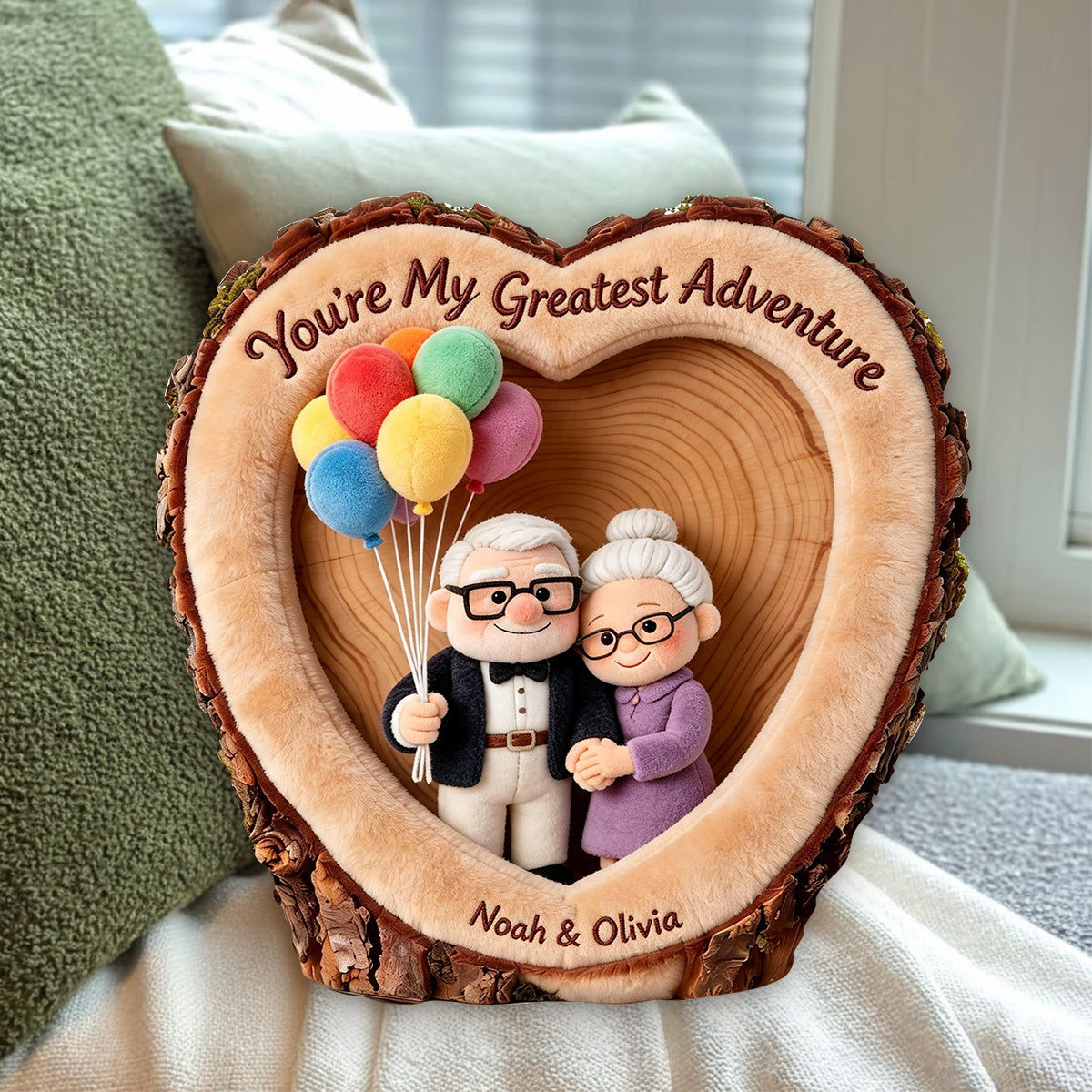 You're My Greatest Adventure - Personalized Up Movie Couple Premium Faux Fur Pillow