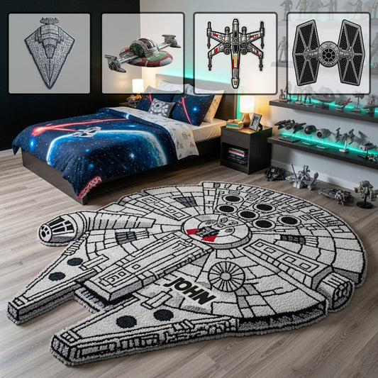 Cool Starship - Personalized The Force Shaped Doormat/ Rug