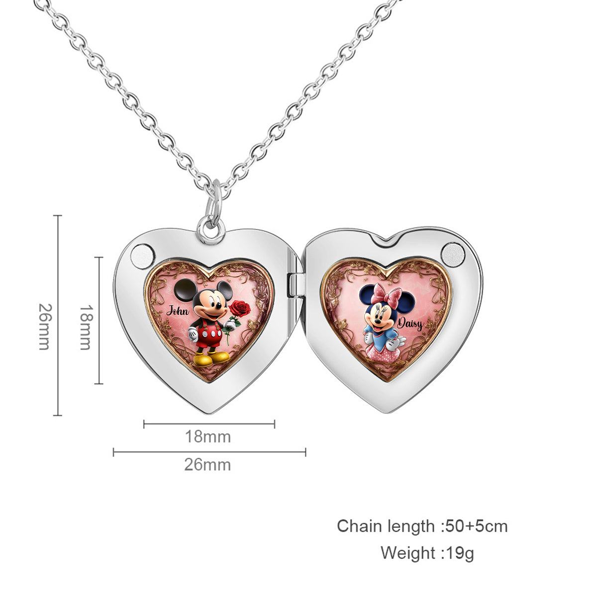 Magical Couple Locket - Personalized Mouse Locket Pendant Necklace