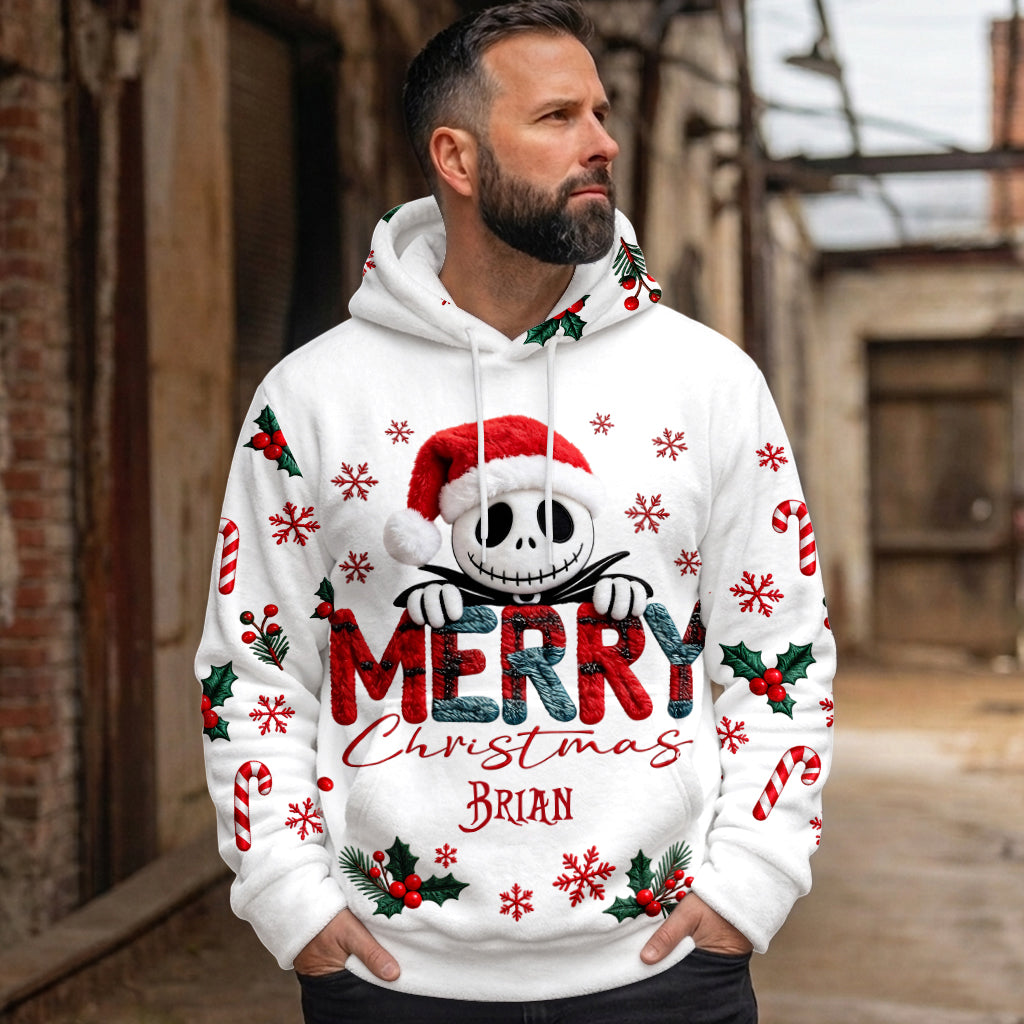 Merry Christmas - Personalized Nightmare Fleece Hoodie