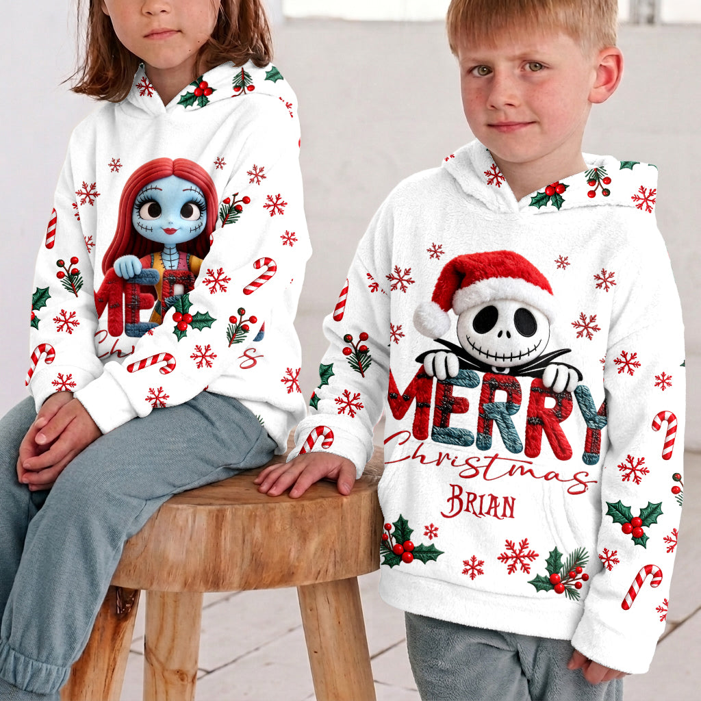 Merry Christmas - Personalized Nightmare Fleece Hoodie