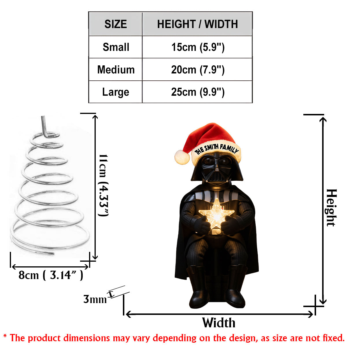 Merry Christmas - Personalized The Force LED Light Tree Topper