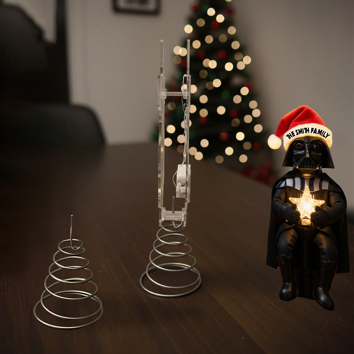 Merry Christmas - Personalized The Force LED Light Tree Topper