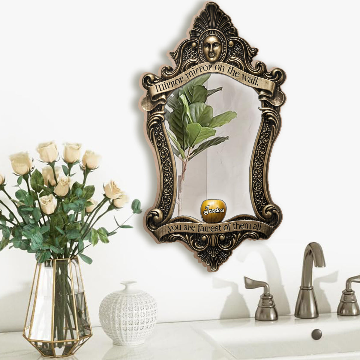 Daily Motivation Mirror, Magical World Lover Gift - Personalized Princess Wall Hanging Mirror