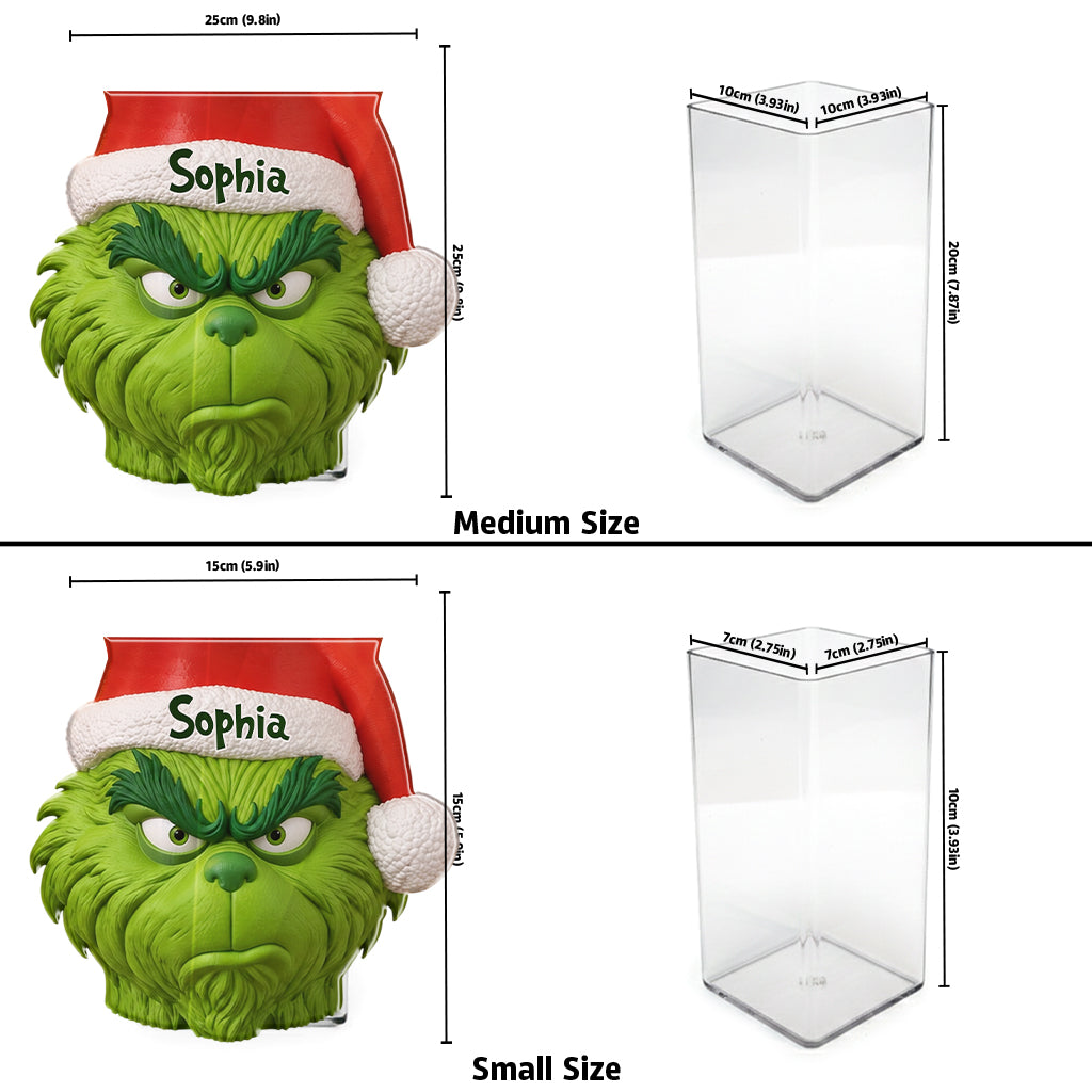 Christmas Green Monster Decoration - Personalized Stole Christmas Acrylic Pot