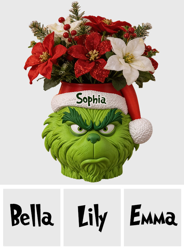 Christmas Green Monster Decoration - Personalized Stole Christmas Acrylic Pot