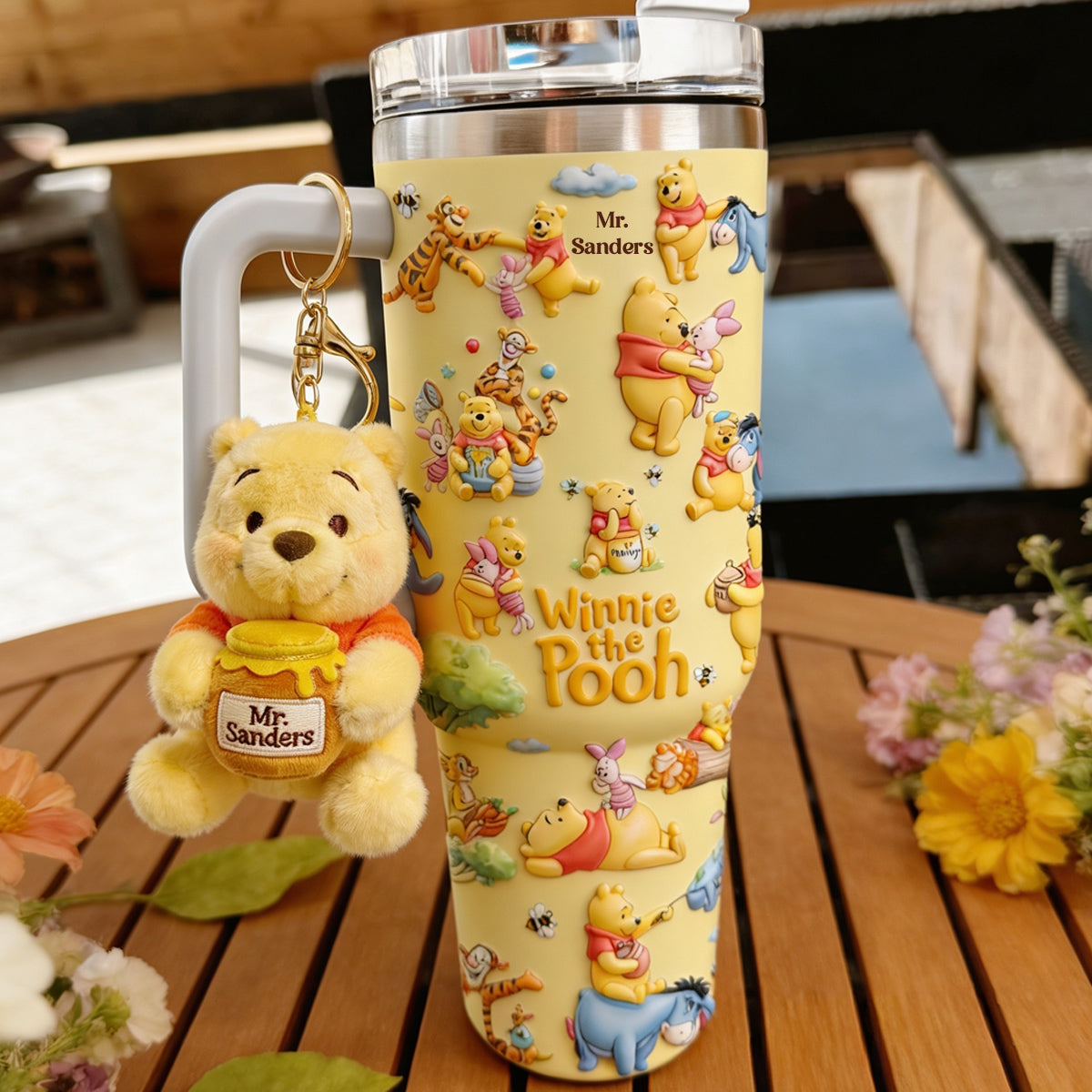 Honey Bear - Personalized Yellow Bear Tumbler With Handle