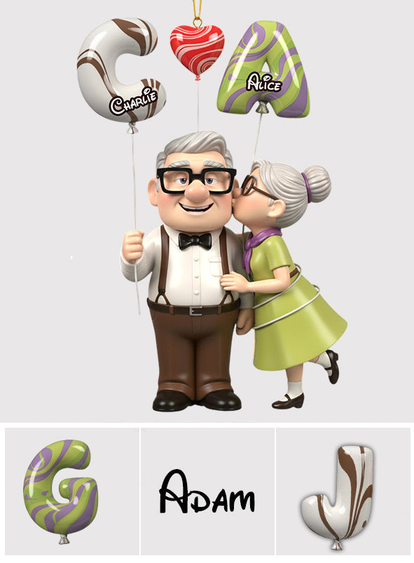 Sweet Love Balloon - Personalized Couple Transparent Ornament
