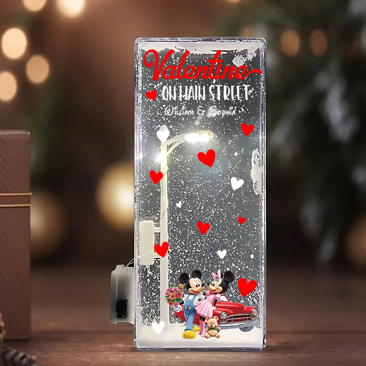 Valentine On Main Street - Personalized Mouse Snowflake Night Light