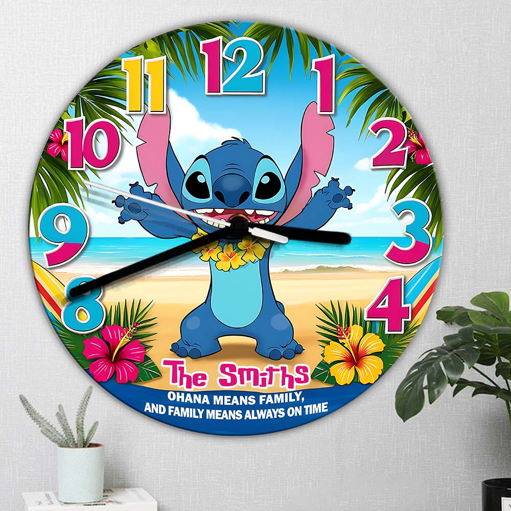 Ohana Means Family, and Family Means Always on Time - Personalized Ohana Wall Clock