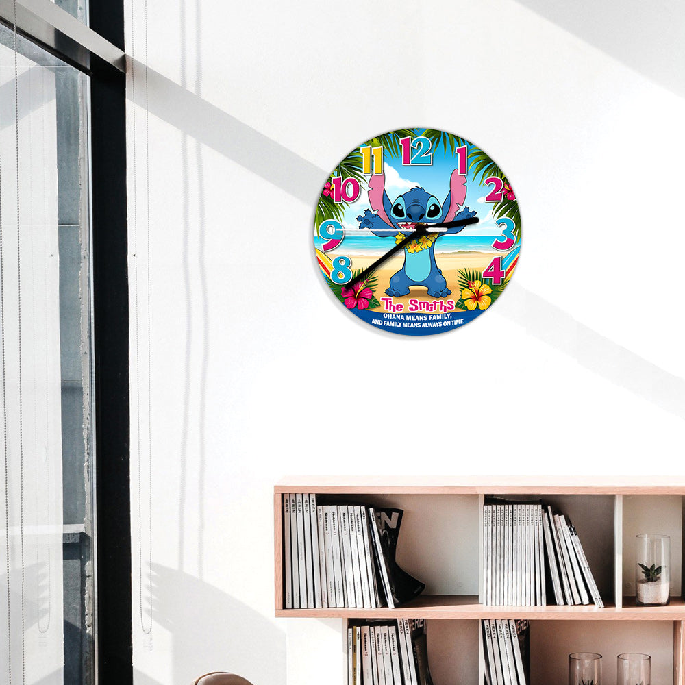 Ohana Means Family, and Family Means Always on Time - Personalized Ohana Wall Clock