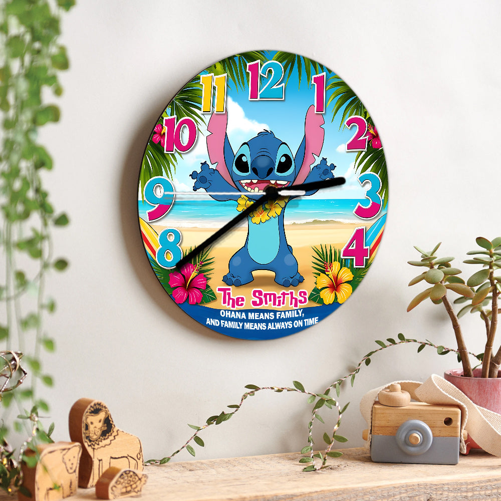 Ohana Means Family, and Family Means Always on Time - Personalized Ohana Wall Clock