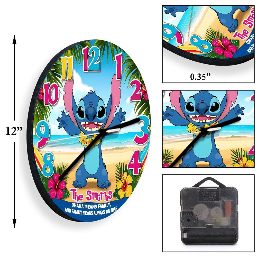 Ohana Means Family, and Family Means Always on Time - Personalized Ohana Wall Clock