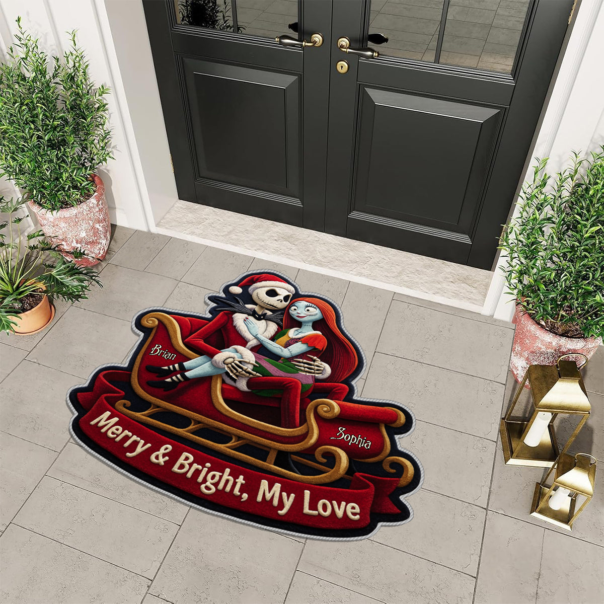 Merry And Bright, My Love - Personalized Nightmare Non-Slip Tufted Rug