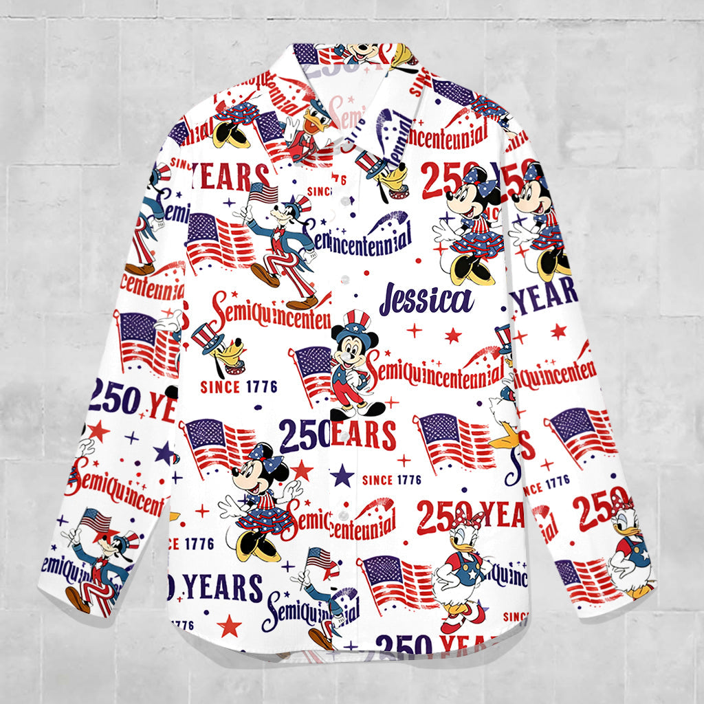 USA 250th Anniversary - Personalized Mouse Button-Up Shirt
