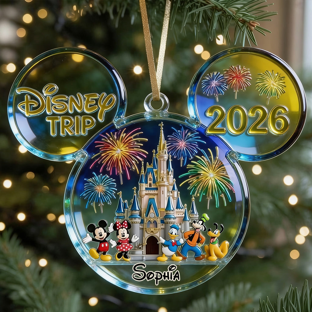 Merry Christmas - Personalized Mouse Custom Shape Glass Ornament