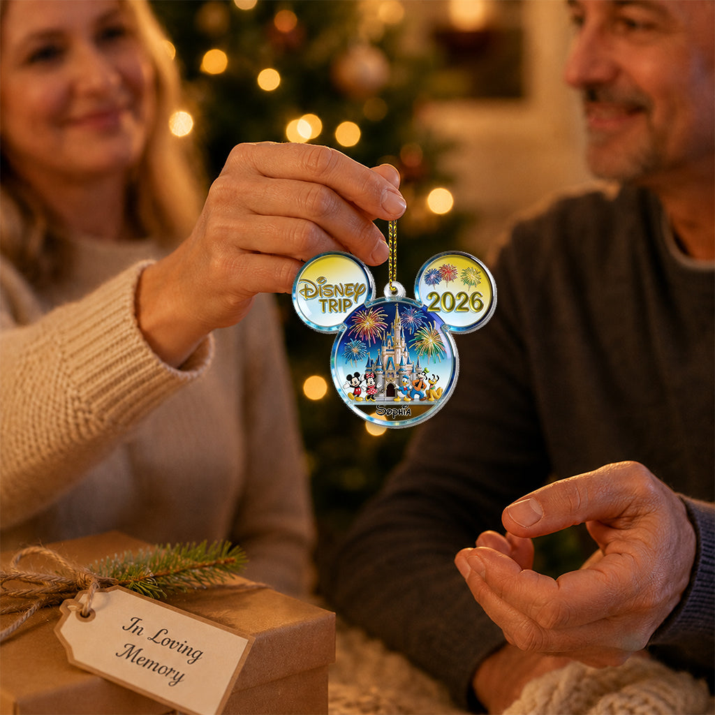 Merry Christmas - Personalized Mouse Custom Shape Glass Ornament