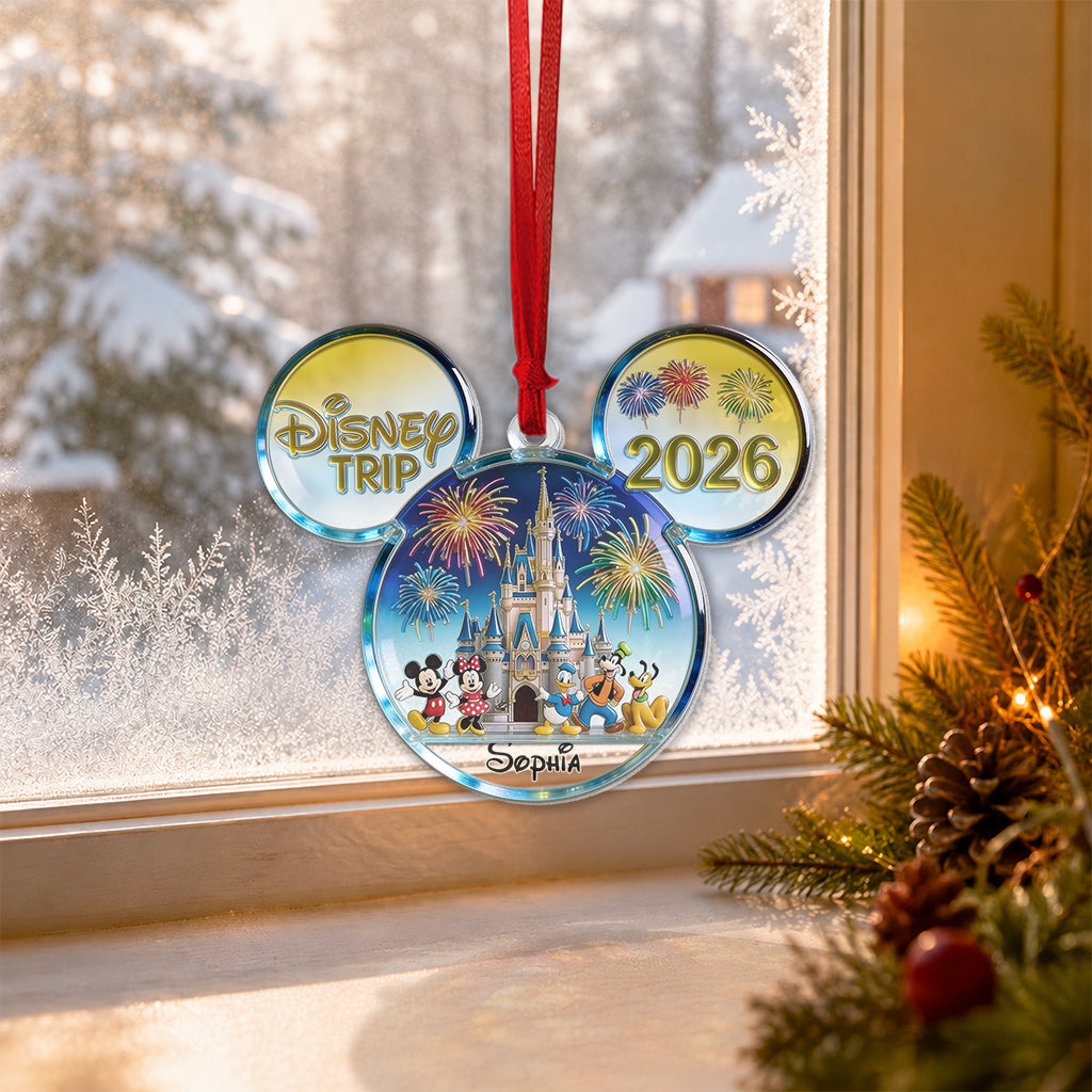 Merry Christmas - Personalized Mouse Custom Shape Glass Ornament