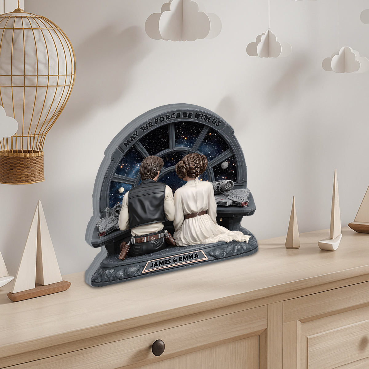 Couple Gift - May The Force Be With Us - Personalized The Force Custom Shaped Wood Plaque