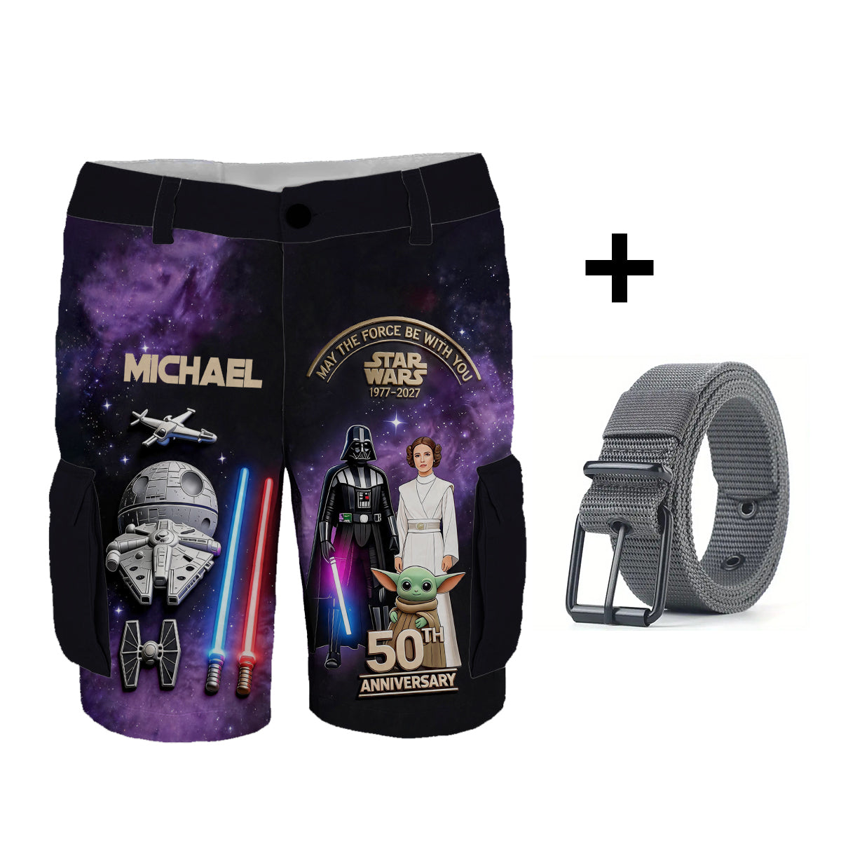 May The Force Be With You - Personalized The Force Cargo Shorts With Belt