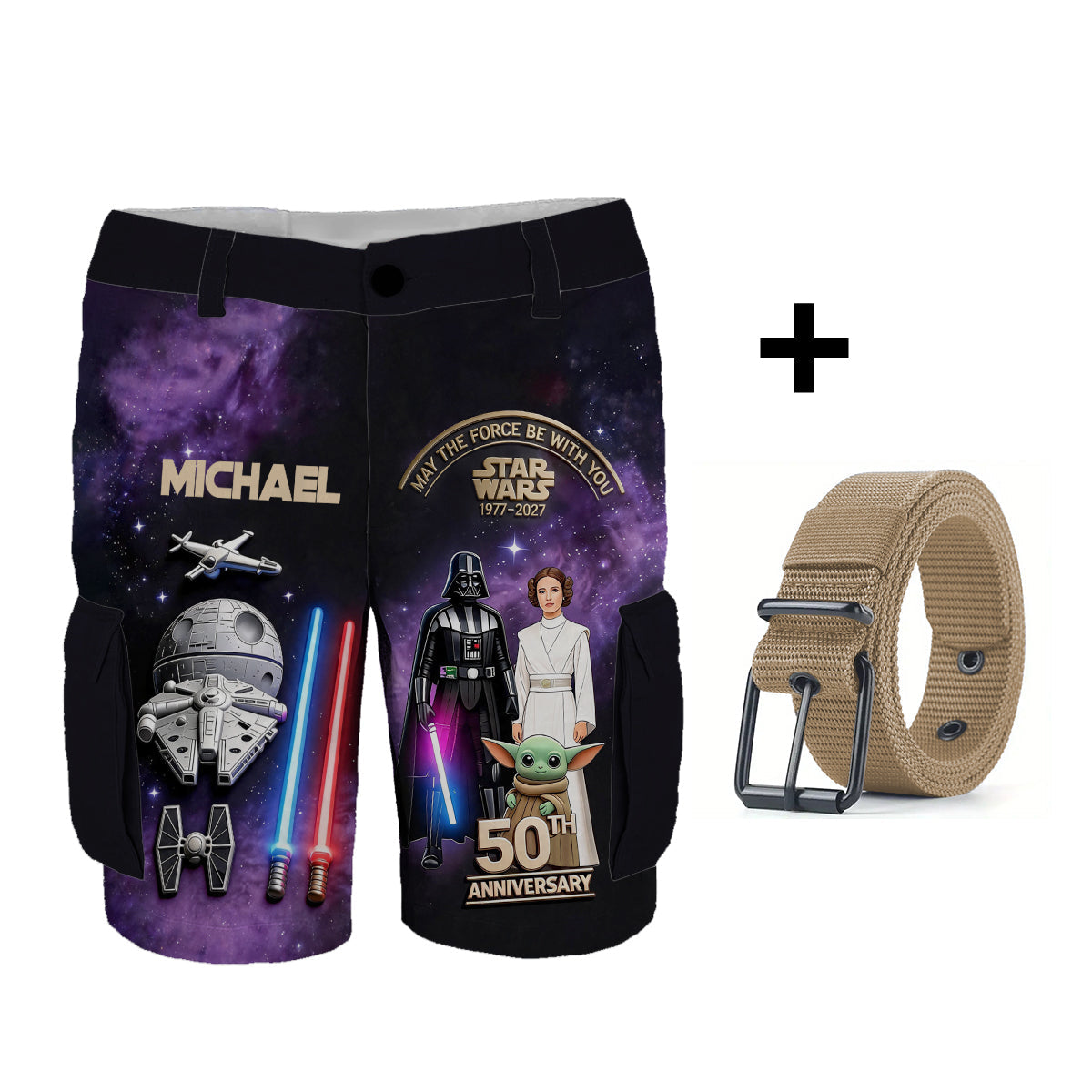May The Force Be With You - Personalized The Force Cargo Shorts With Belt
