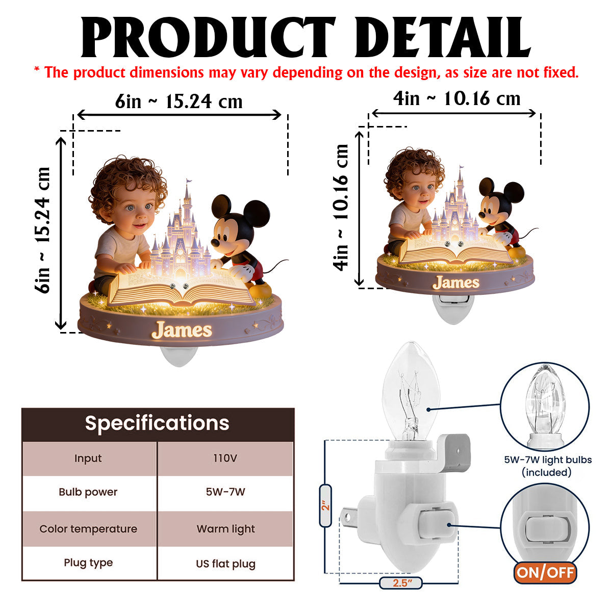 Custom Any Photo - Personalized Dream Trip Acrylic Plug-In Night Light