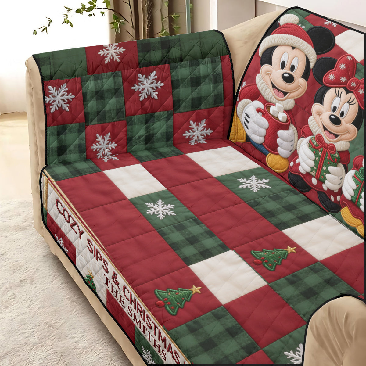 Magical Christmas - Personalized Mouse Quilted Sofa/Couch Cover