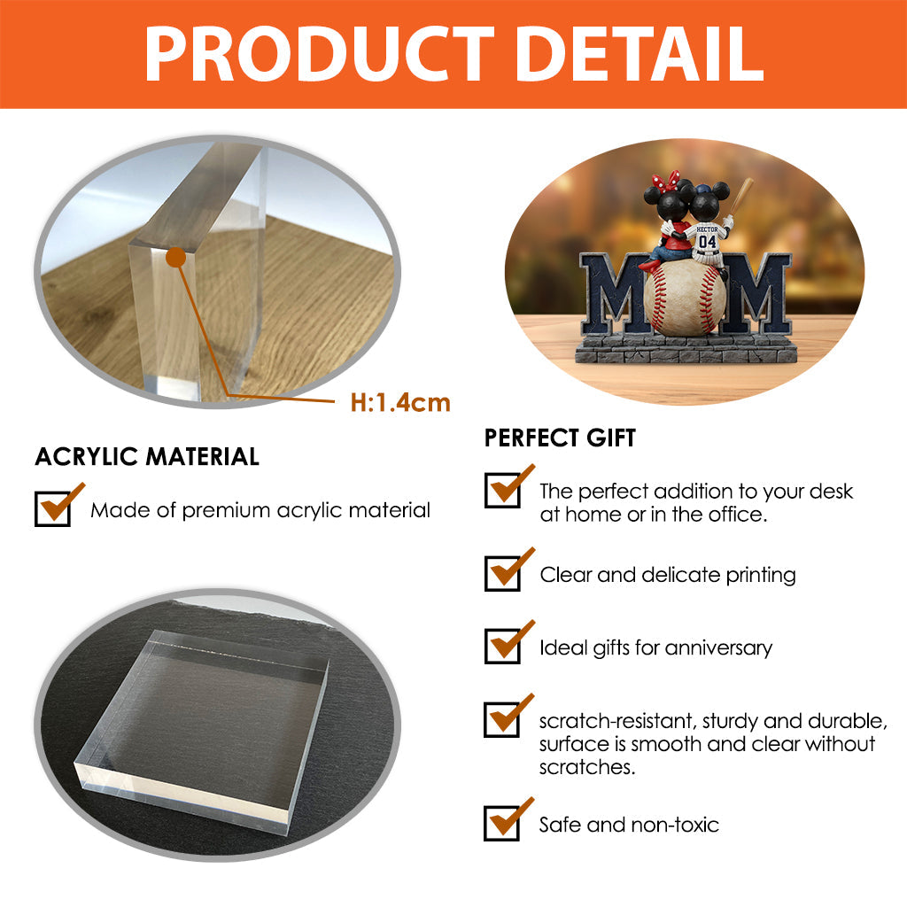 Proud Baseball Mom - Personalized Mouse Custom Shaped Acrylic Plaque