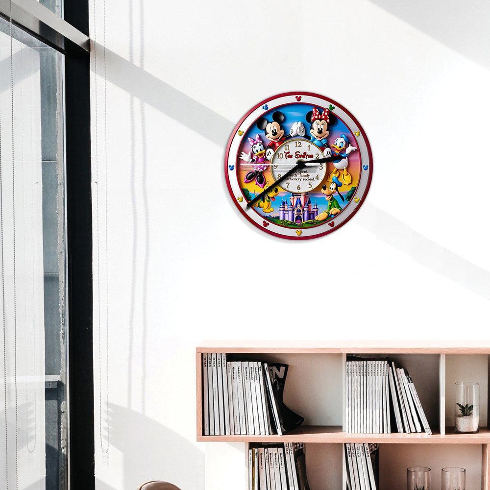 Time Spent With Family Worth Every Second - Personalized Mouse Wall Clock