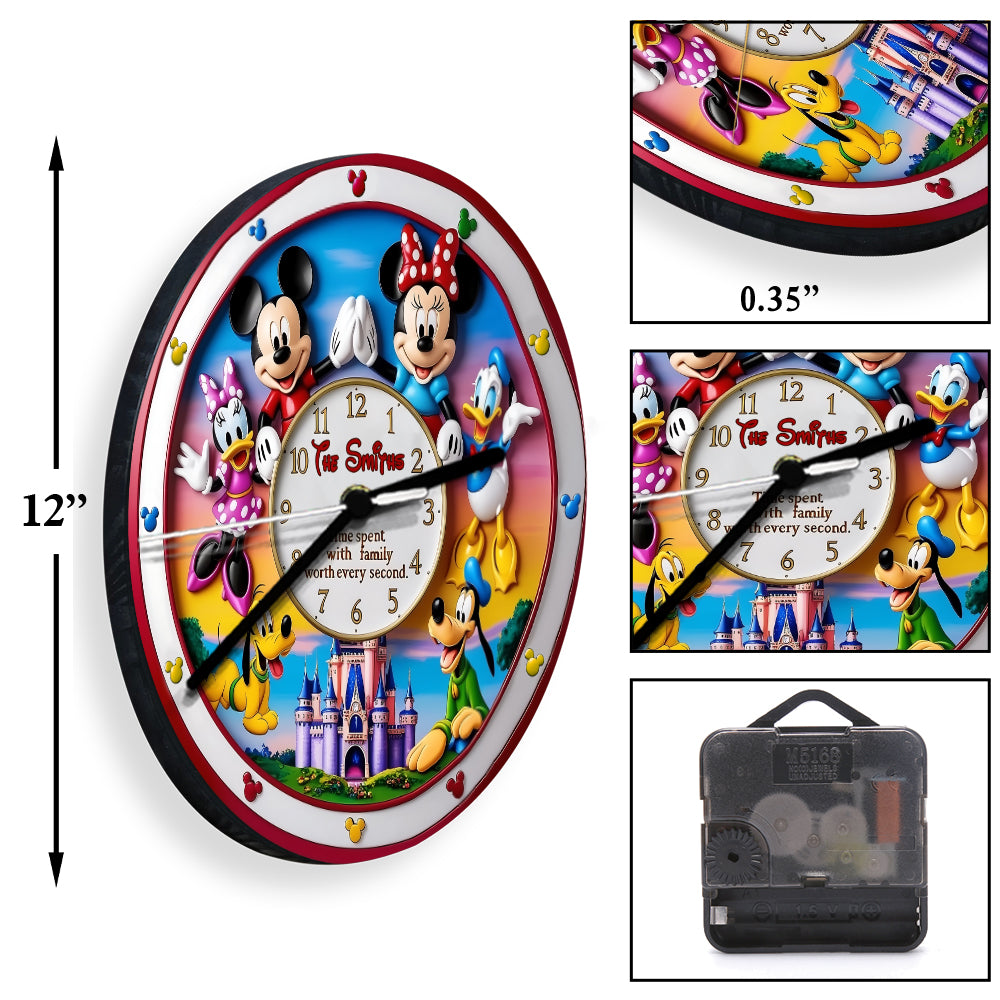 Time Spent With Family Worth Every Second - Personalized Mouse Wall Clock
