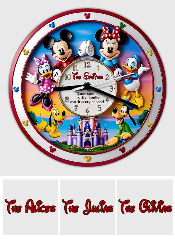 Time Spent With Family Worth Every Second - Personalized Mouse Wall Clock