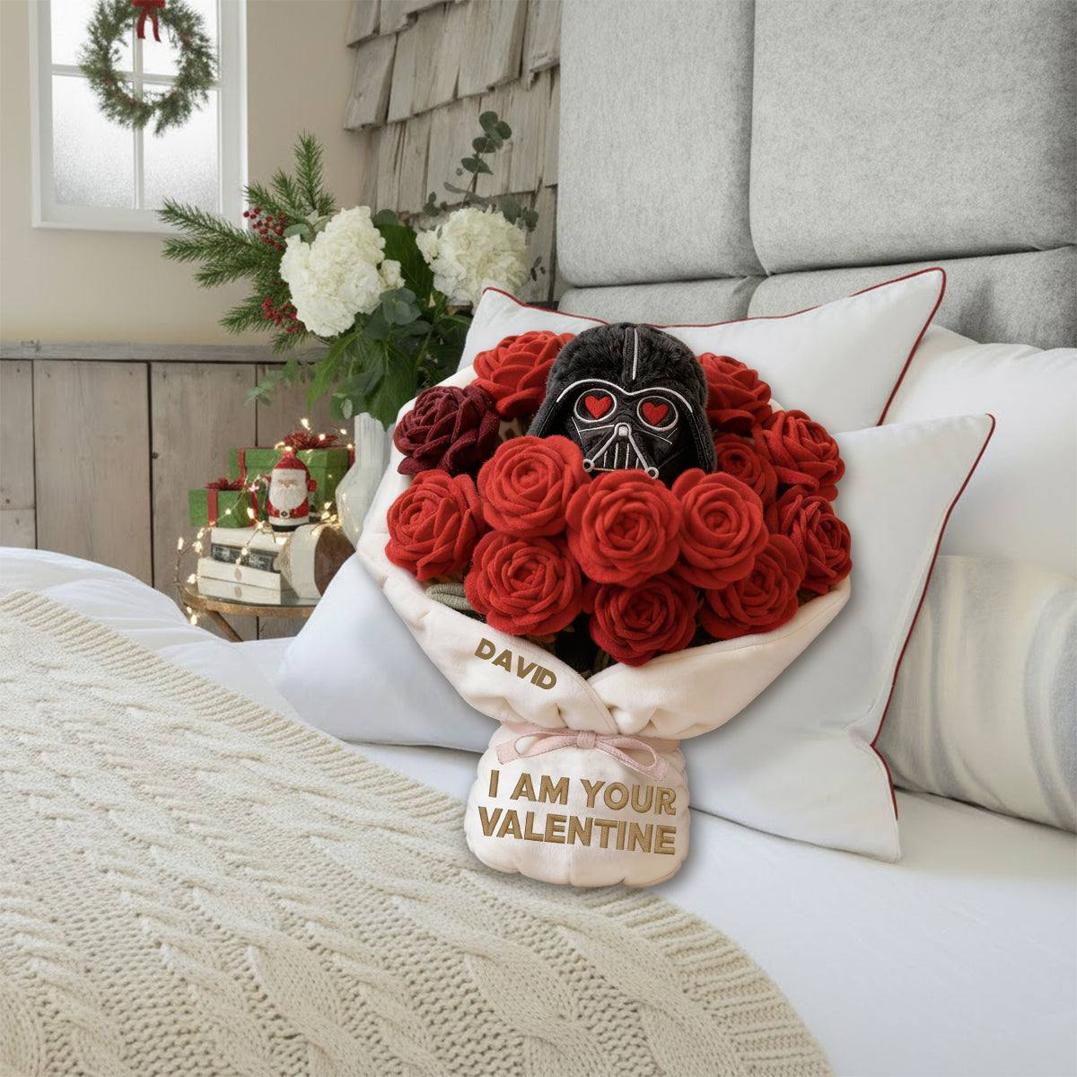 You're My Valentine - Personalized The Force Faux Fur Shaped Pillow