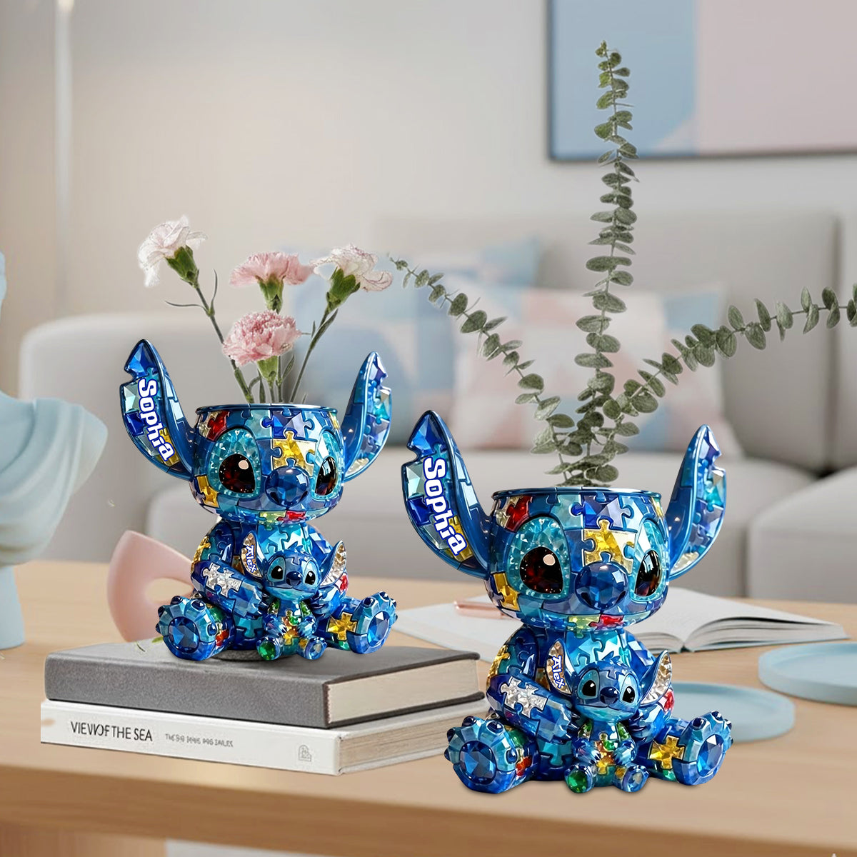 Alien Puzzle Piece - Personalized Autism Awareness Custom Shape Acrylic Flower Vase