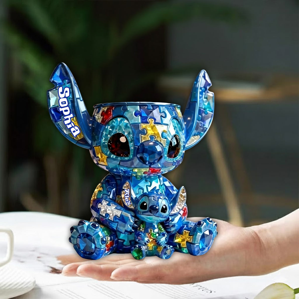 Alien Puzzle Piece - Personalized Autism Awareness Custom Shape Acrylic Flower Vase